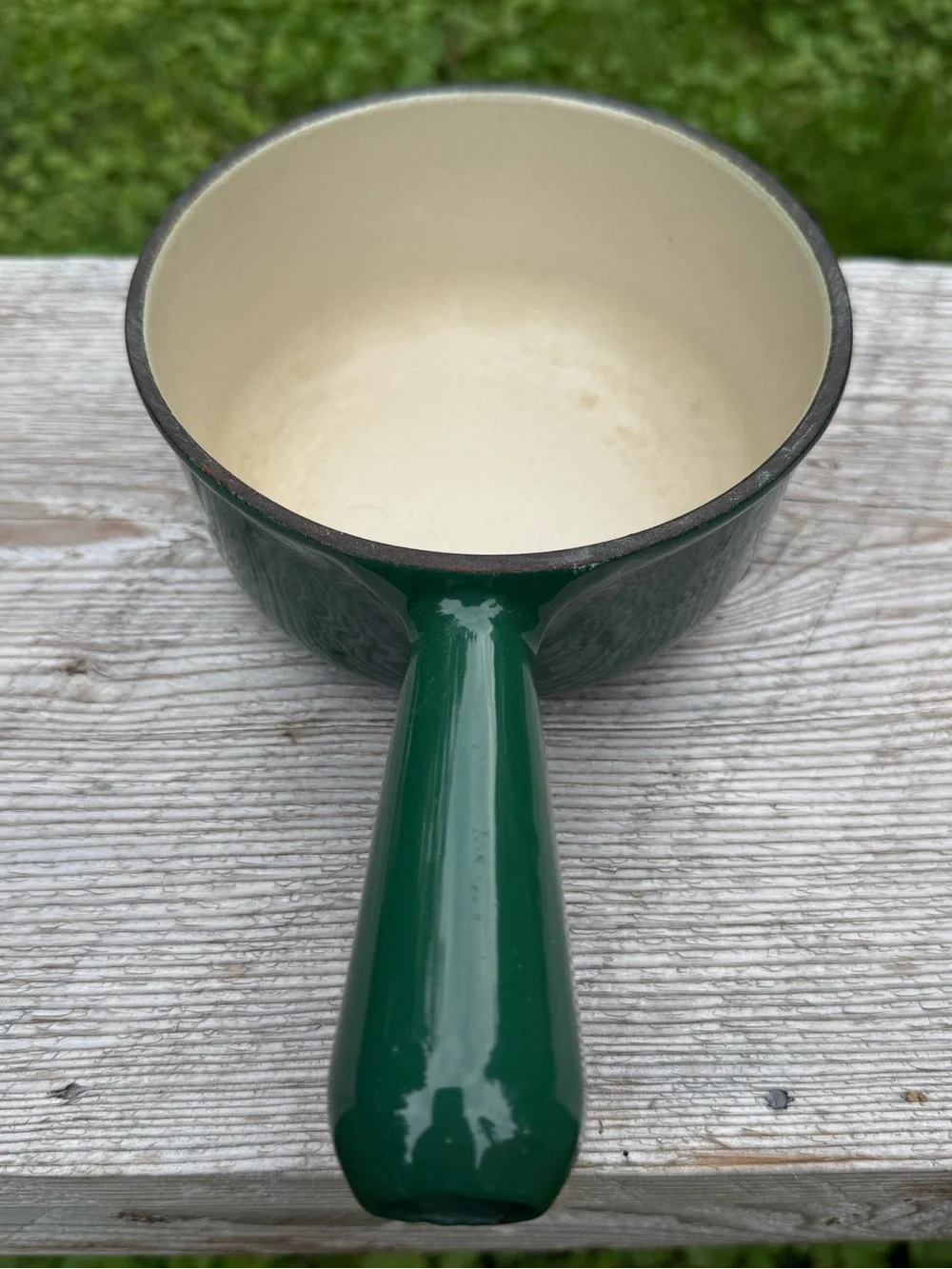 Vintage Hunter Green Le Creuset #14 Enamel Pan